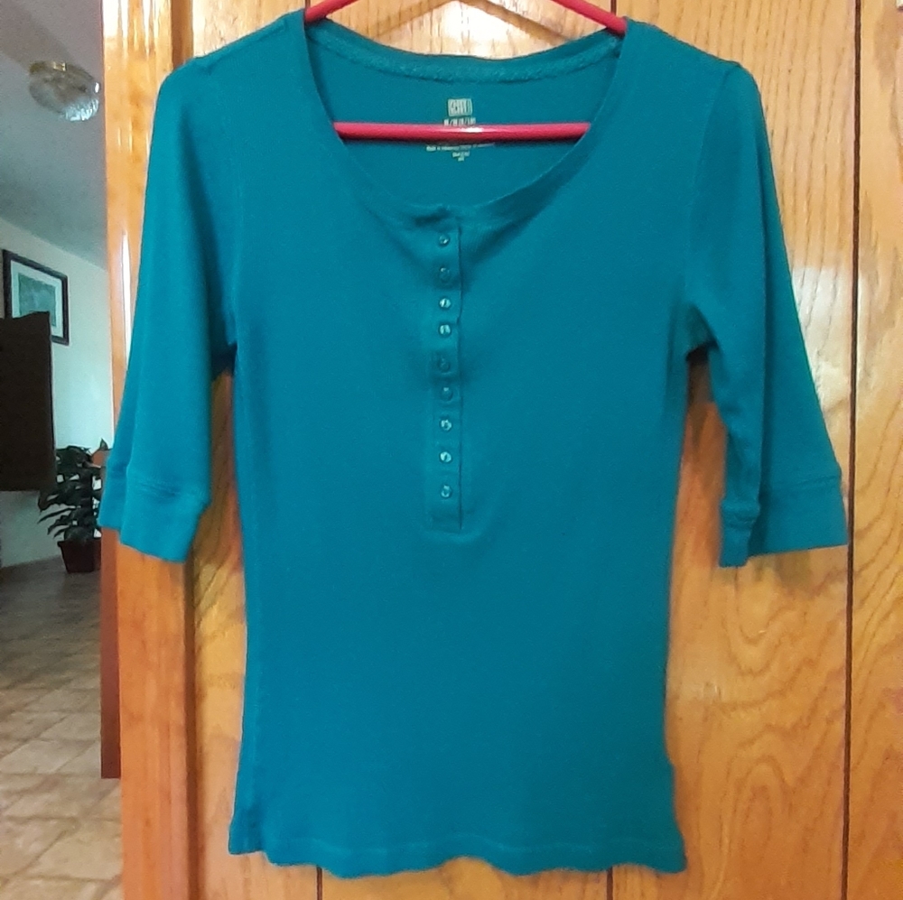 Faded Glory soft cotton knit top. Turquoise color.